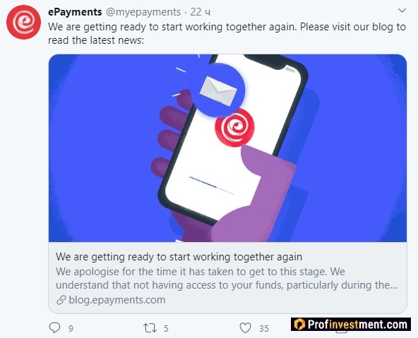 Платежная система ePayments возобновляет работу