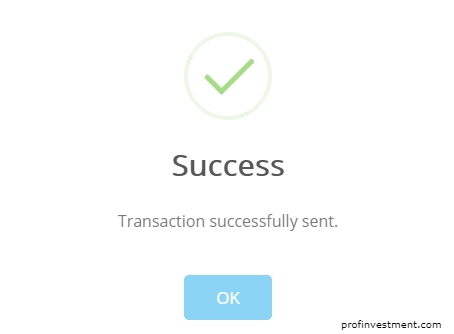 successful cryptocurrency transfer
