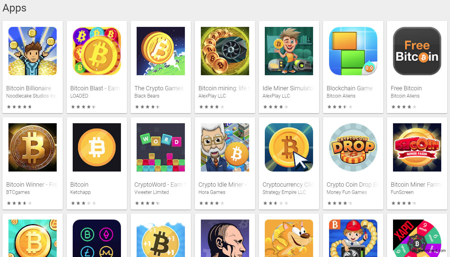 Игры Биткоин из Google play market App 