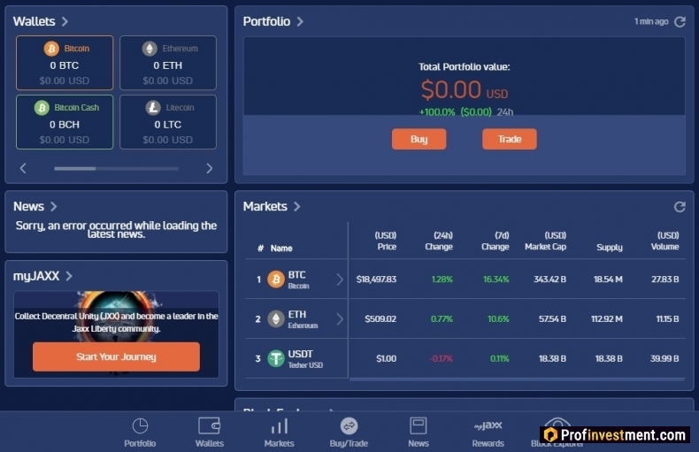 десктопный кошелек JAXX