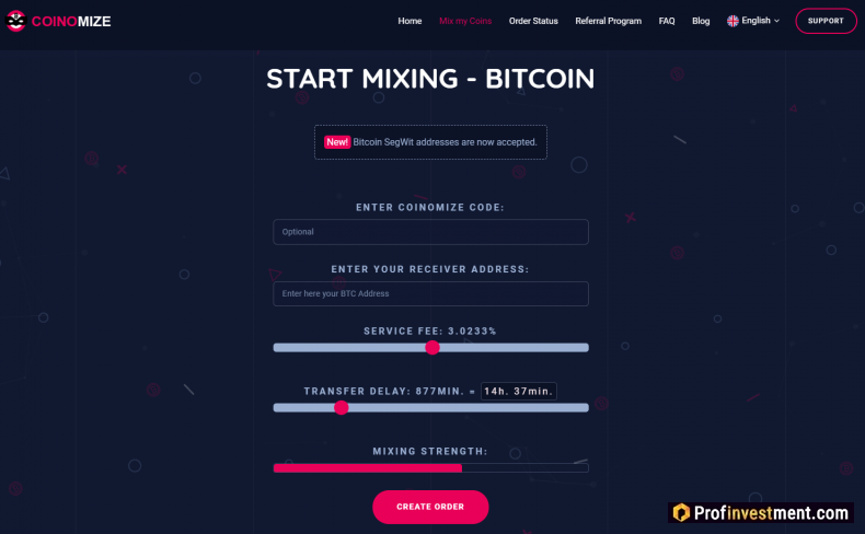 Работа с биткоин-миксером