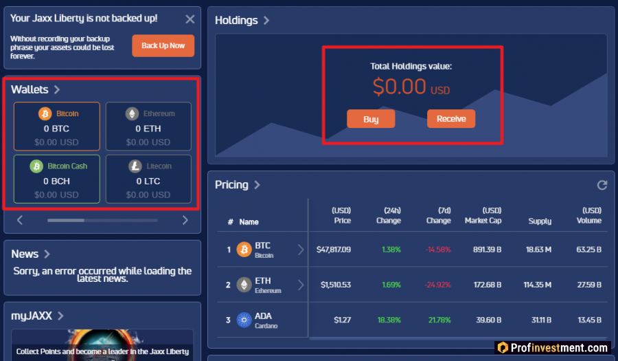 проверить баланс Биткоин адреса через криптовалютный кошелек JAXX