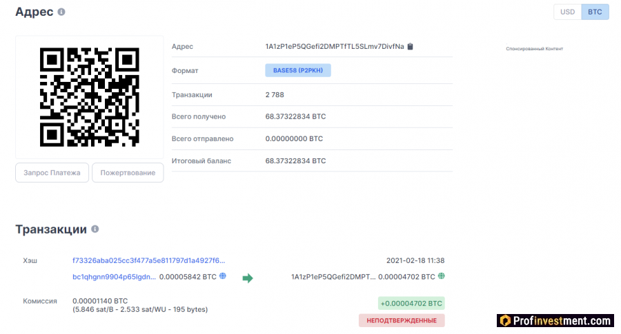 узнать информацию о транзакции по адресу биткоин