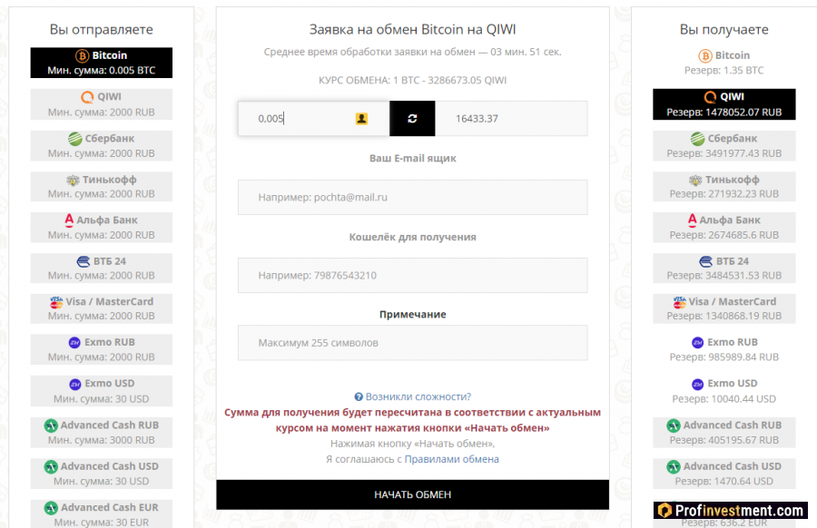 Перевод биткоина в фиат через криптовалютный обменник
