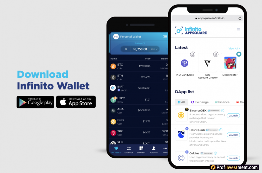 Мобильный кошелек для Кардано (ADA) – Infinito Wallet