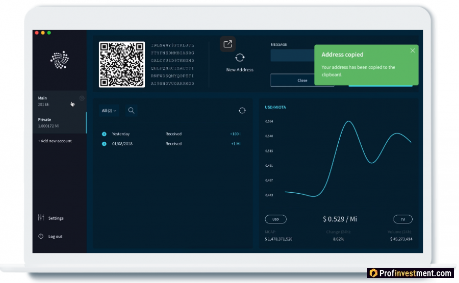 кошелек Trinity Wallet после установки