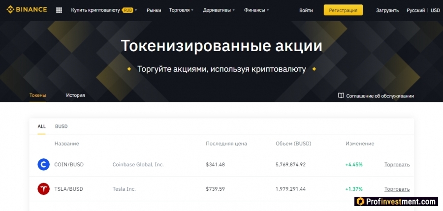 токенизированные активы на бирже Binance
