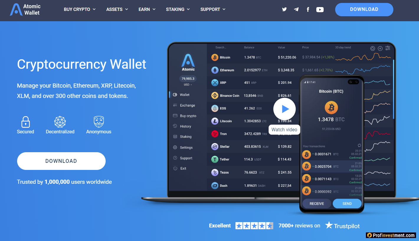 Кошелек Atomic Wallet – обзор криптовалютного приложения для хранения  криптовалют и биткоина