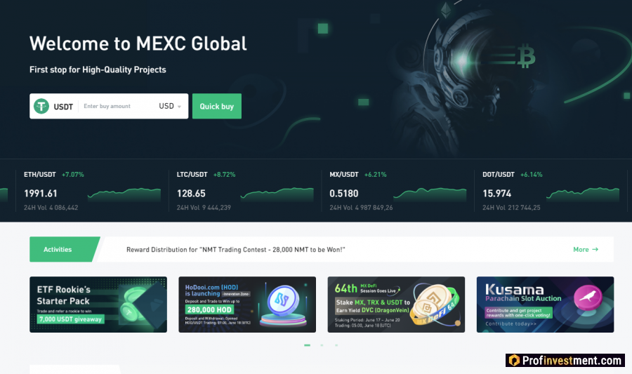 Главная страница MEXC Global