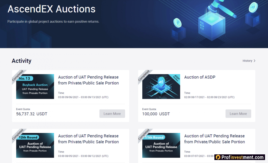 AscendEX (бывш. BitMax) Auctions