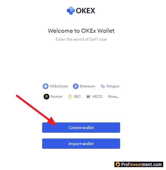 Создание кошелька OKEx Wallet