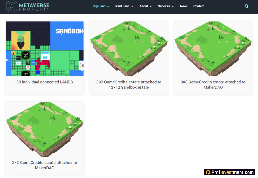 Лоты для покупки на Metaverse.Property