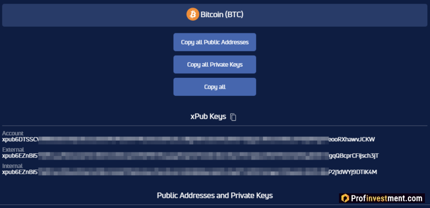 Просмотр приватных ключей в кошельке JAXX