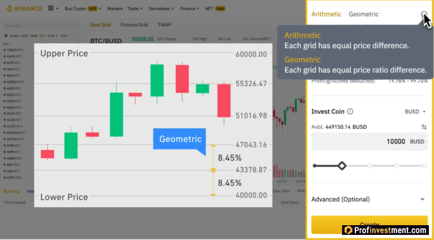 Binance - геометрическая или арифметическая сетка