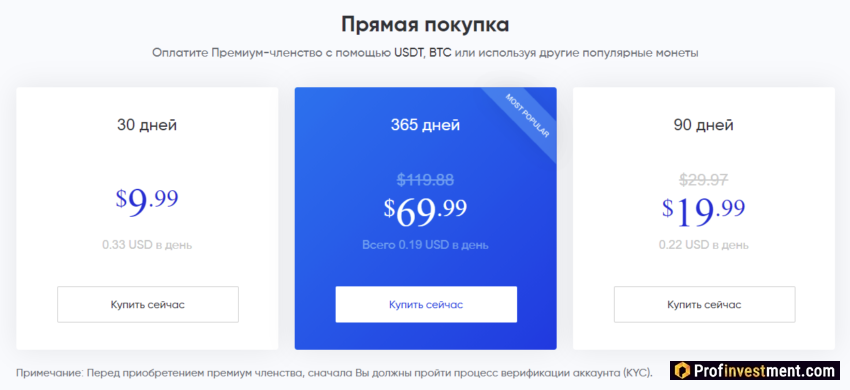 Phemex - премиум