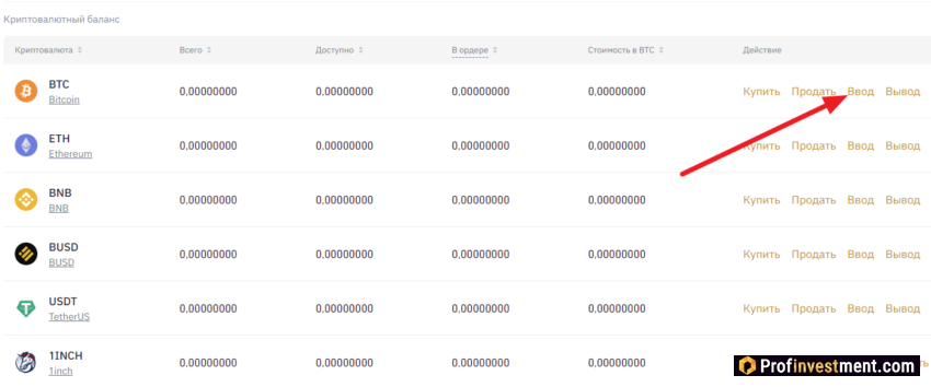 Как начать торговать на Binance - депозит в криптовалюте