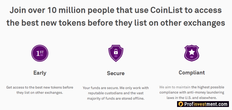 Особенности CoinList