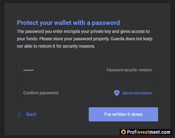 Guarda Wallet - пароль
