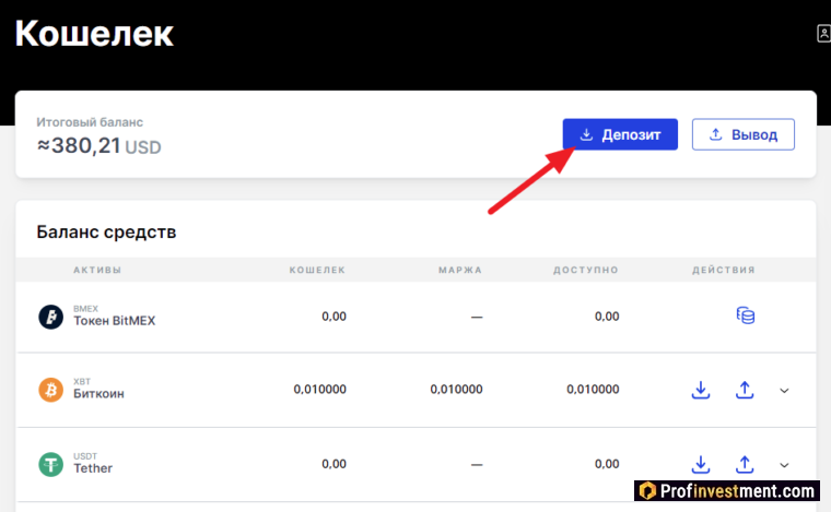 демо Bitmex пополнение