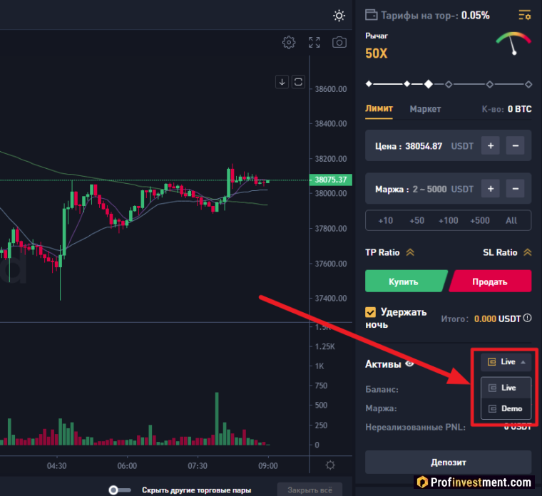 Bityard - переключение на демо