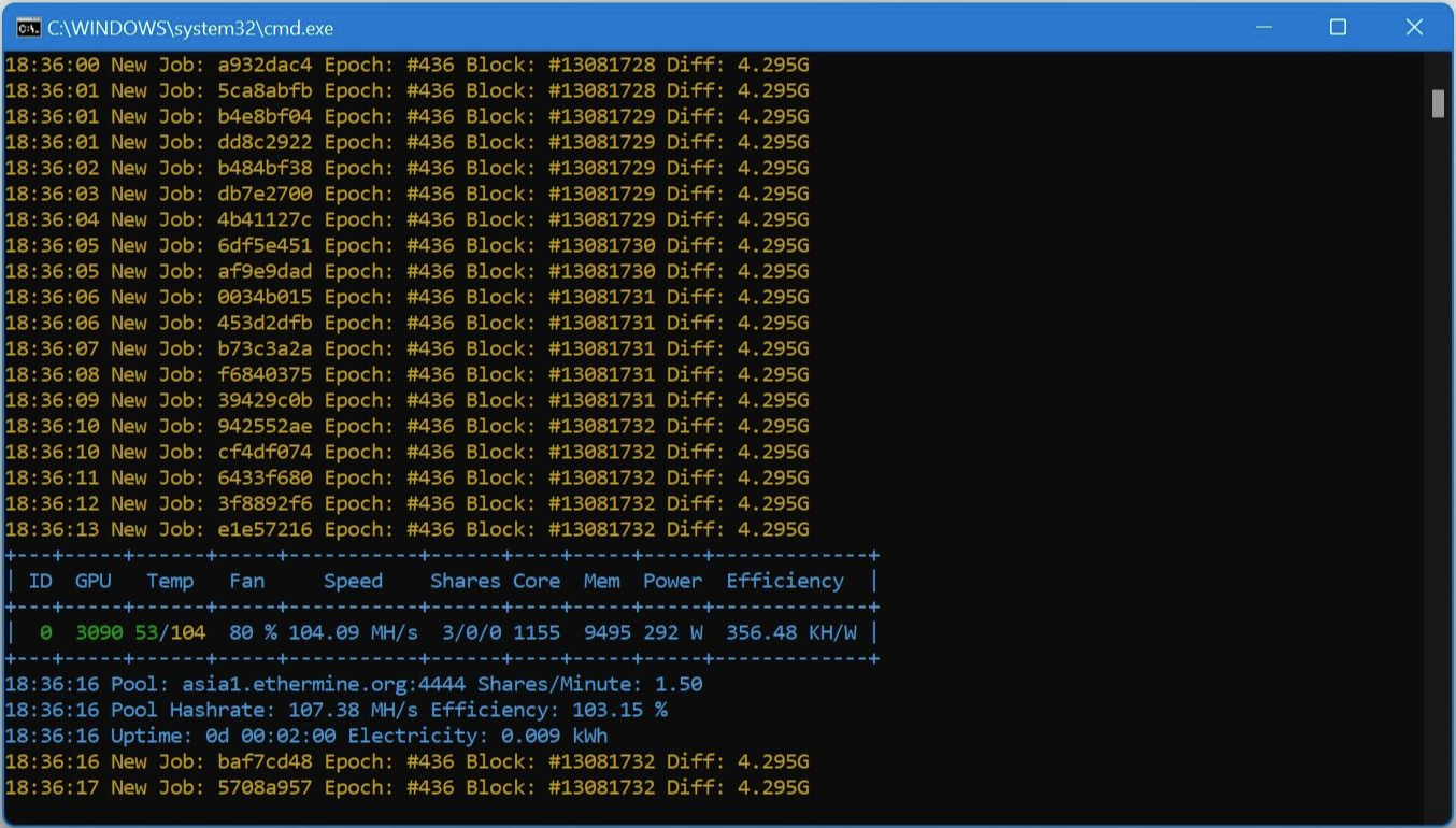 Windows coin. GMINER.