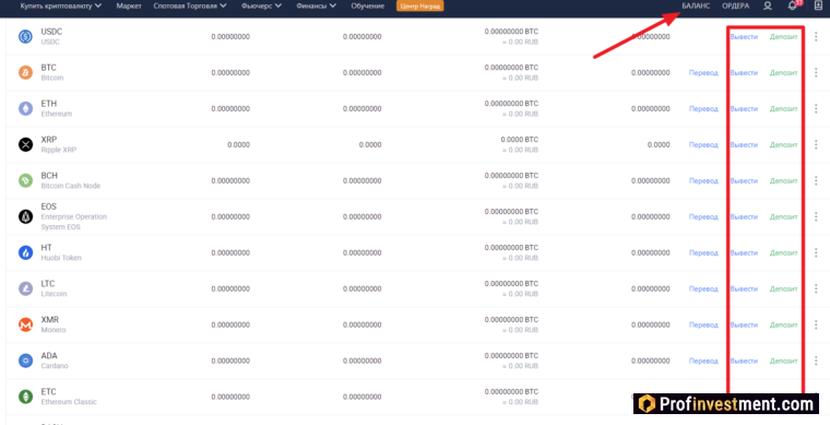Huobi - депозит и вывод