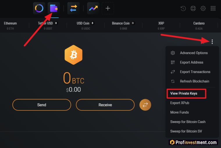 Где найти приватные ключи в кошельке Exodus
