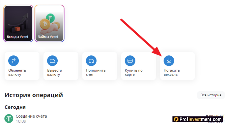 Vexel - погасить ваучер