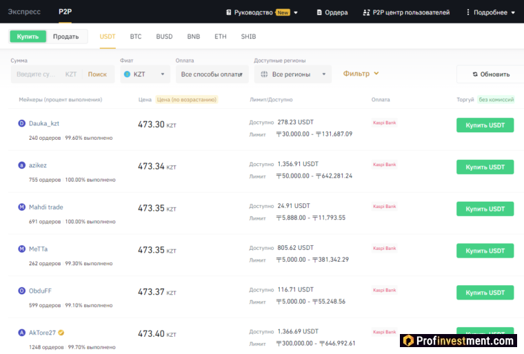 Binance в Казахстане - P2P рынок