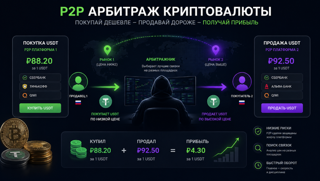 инструкция по заработку на P2P арбитраже криптовалют