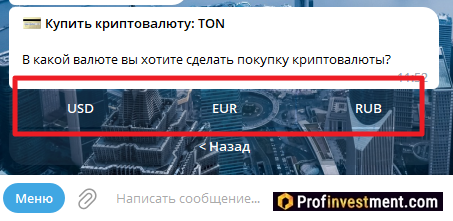 выбор фиатной валюты для оплаты