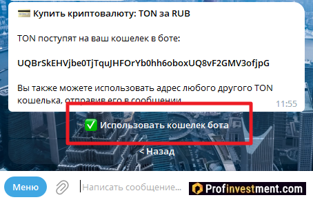 указание адреса кошелька Toncoin