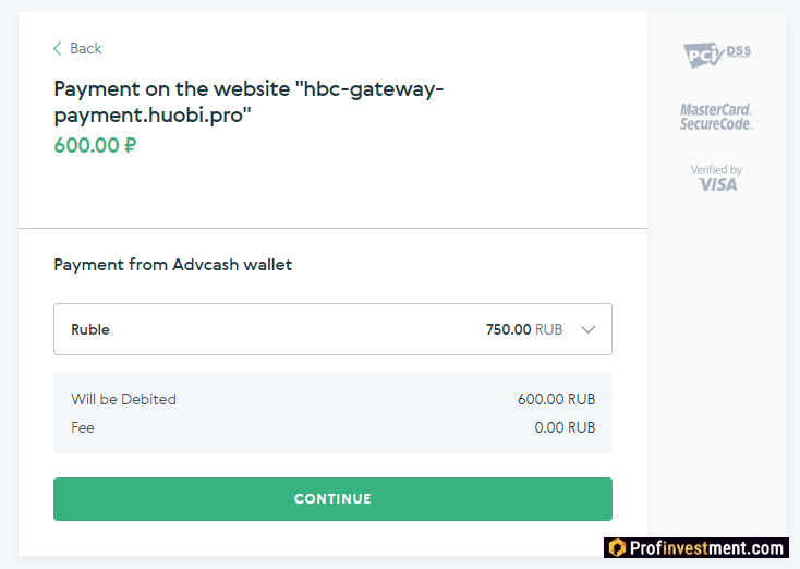 Huobi - пополнение с AdvCash