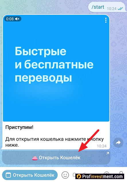 Wallet - открытие кошелька