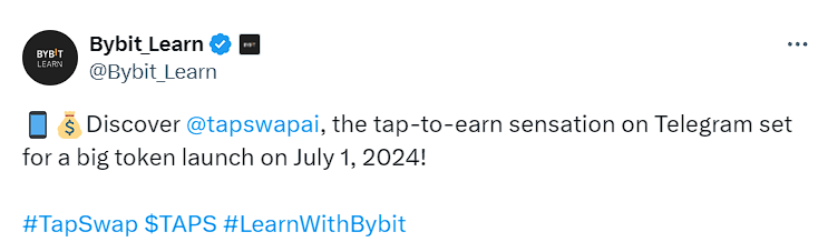 Анонс листинга Tapswap на Bybit