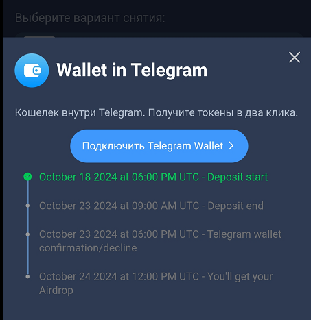 вывод X на Wallet в Telegram