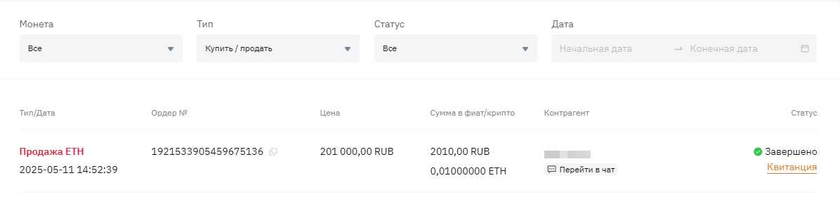 история обменов