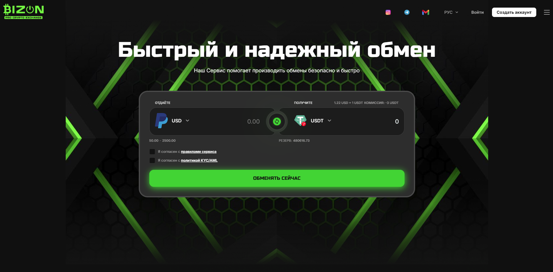 криптообменник Bizon Exchange
