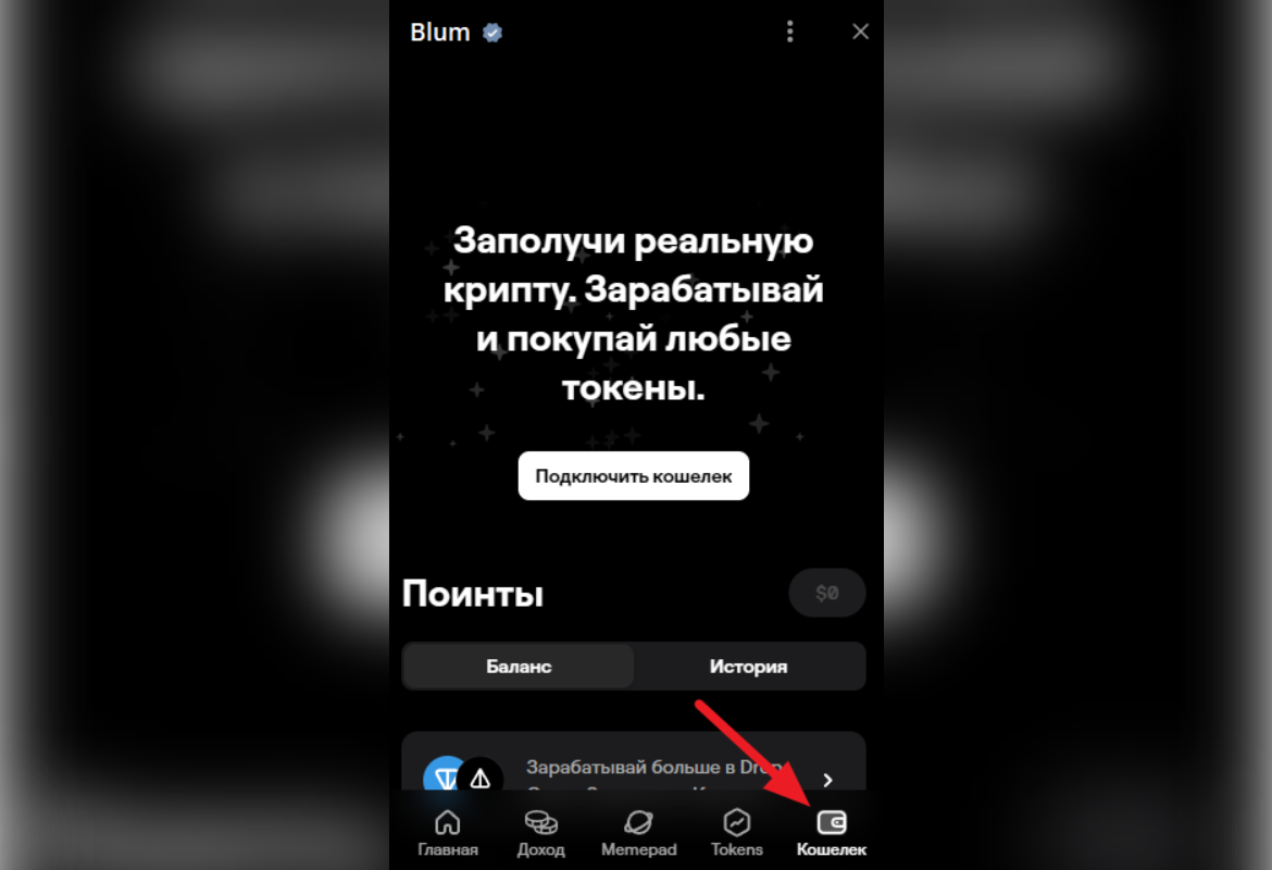 Blum - подключение кошелька