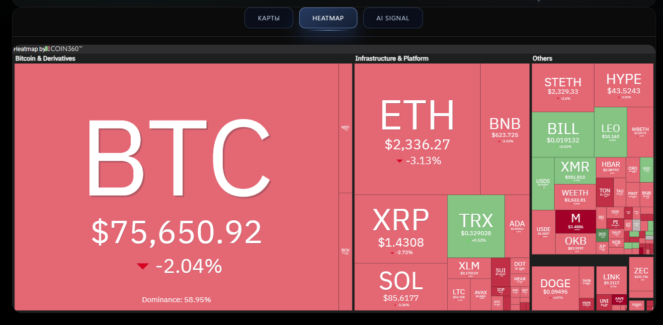 heatmap на сайте Pangeya Exchange