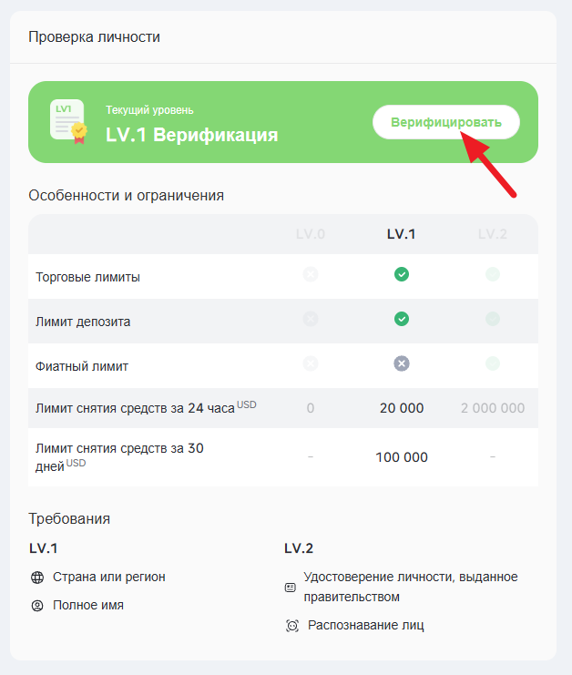 Pionex - второй уровень верификации